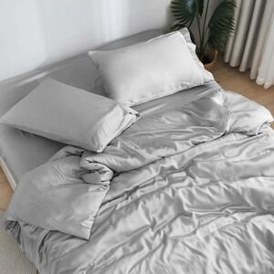 Doz By Sijo Core Bamboo Sheet Set Queen Dove Grey Fitted‎ Sheet Two Pillowcases